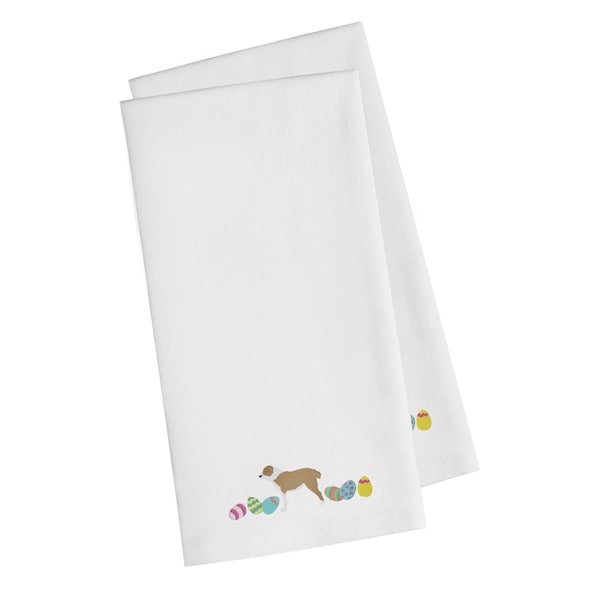 Carolines Treasures Central Asian Shepherd Easter White Embroidered Kitchen Towel, 2PK - CK1623WHTWE