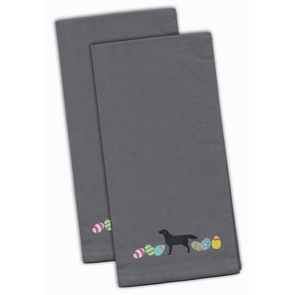 Carolines Treasures Black Labrador Retriever Easter Gray Embroidered Kitchen Towel, 2PK - CK1611GYTWE
