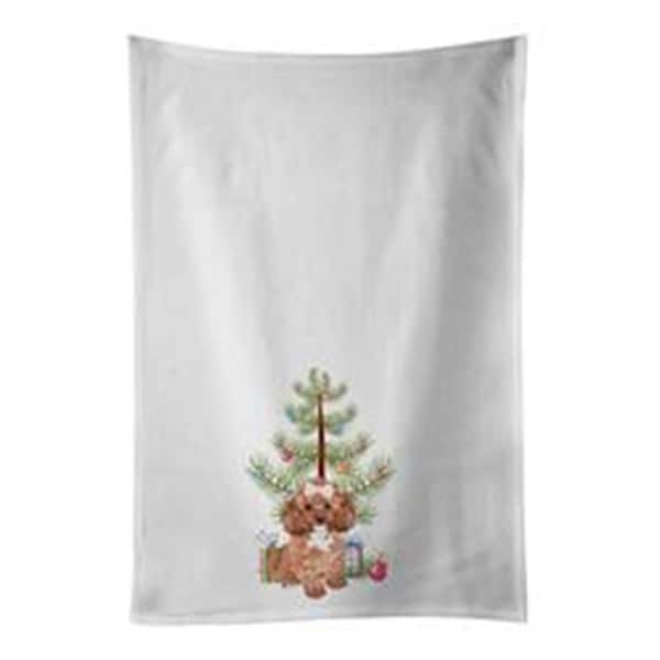 Carolines Treasures 28 x 19 in. Poodle Toy Red Christmas White Dish Towels Kitchen Towel, 2PK - WDK3130WTKT