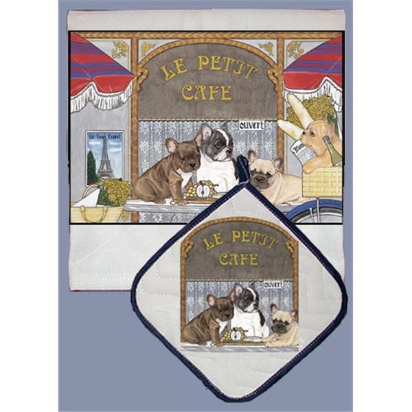 Pipsqueak Productions Pipsqueak Productions DP971 Dish Towel and Pot Holder Set - French Bull Dog - DP971