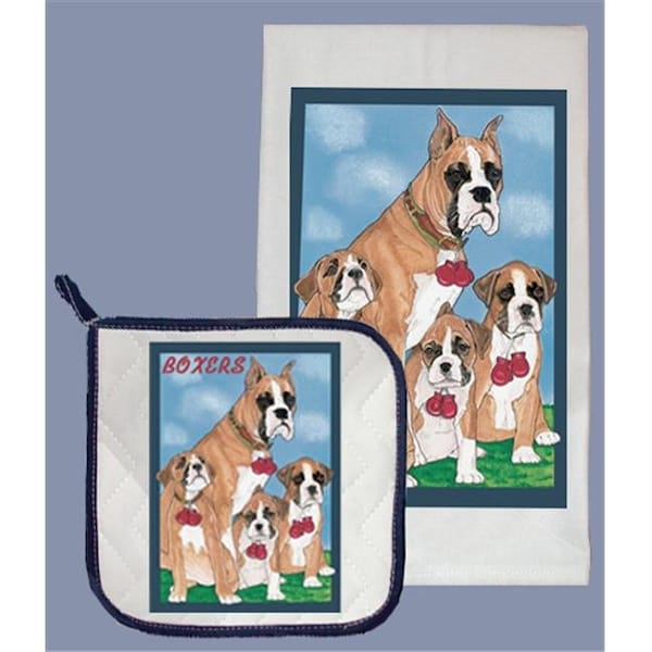 Pipsqueak Productions Pipsqueak Productions DP821 Dish Towel and Pot Holder Set - Boxer - DP821