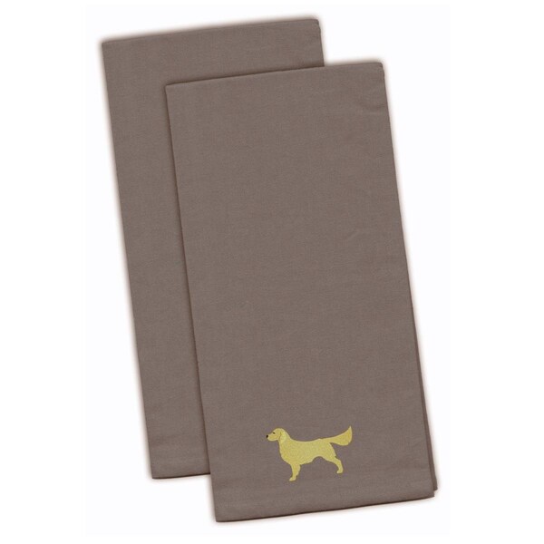Carolines Treasures Golden Retriever Gray Embroidered Kitchen Towel - BB3404GYTWE