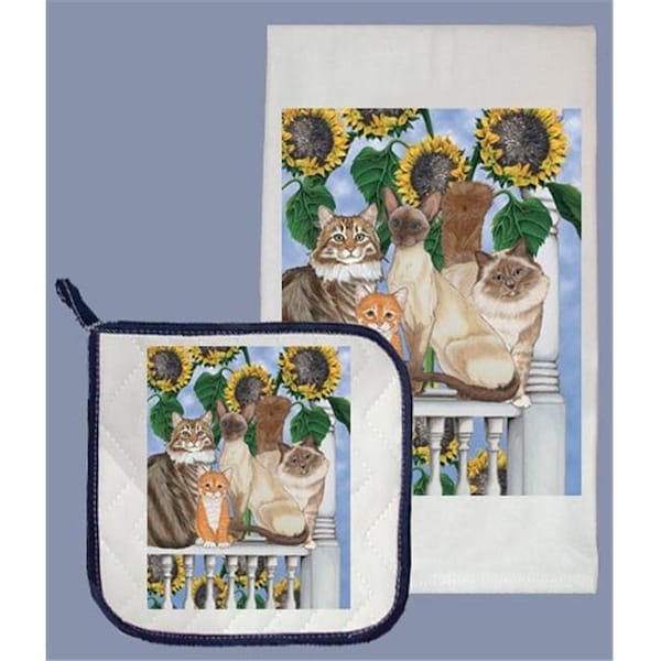 Pipsqueak Productions Pipsqueak Productions DP876 Cat Dish Towel And Pot Holder Set - DP876