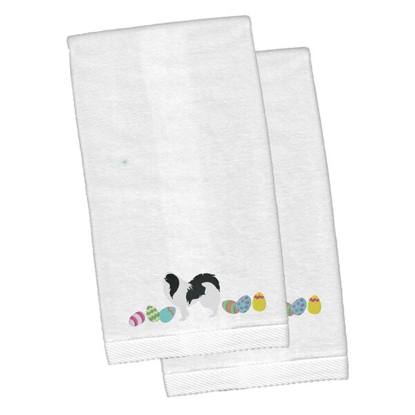 Carolines Treasures Japanese Chin Easter White Embroidered Plush Hand Towel - CK1658KTEMB