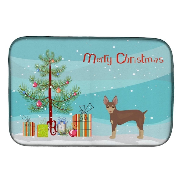 Carolines Treasures Miniature Fox Terrier Christmas Tree Dish Drying Mat - CK3474DDM