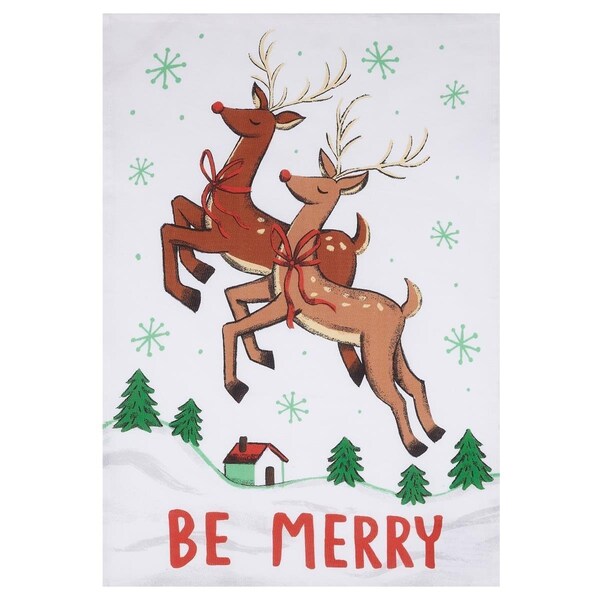 Tarifa 18 x 25 in. Be Merry Reindeer Kitchen Towel, 4PK - TA3691230