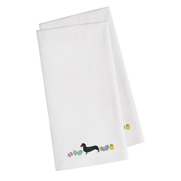 Carolines Treasures Carolines Treasures CK1631WHTWE Dachshund Easter White Embroidered Kitchen Towel - Set of 2 - CK1631WHTWE