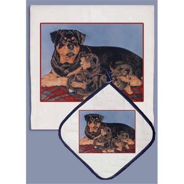 Pipsqueak Productions Pipsqueak Productions DP906 Rottweiler Dish Towel And Pot Holder Set - DP906