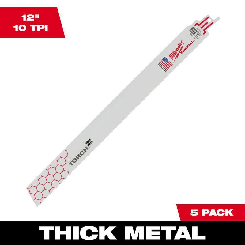Milwaukee 12 pulgadas 10 TPI TORCH Hoja para sierra reciproca para cortar metal grueso (paquete de 5) - 48-00-5714.