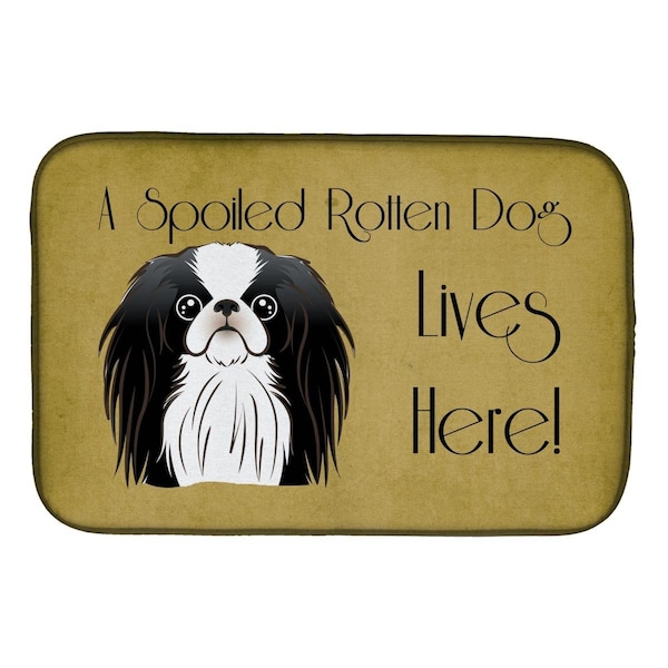 Carolines Treasures Japanese Chin Spoiled Dog Lives Here Dish Drying Mat - BB1478DDM