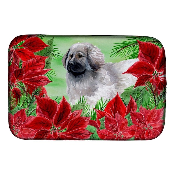 Carolines Treasures Moscow Watchdog Poinsettas Dish Drying Mat - CK1321DDM