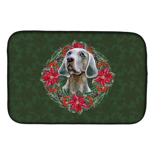 Carolines Treasures Weimaraner Poinsetta Wreath Dish Drying Mat - CK1540DDM