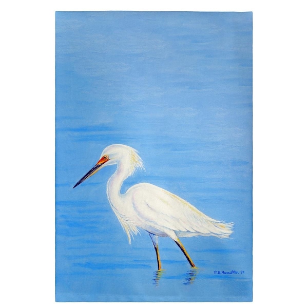 Betsy Drake Betsy Drake GT1087 Stalking Snowy Egret Guest Towel - GT1087