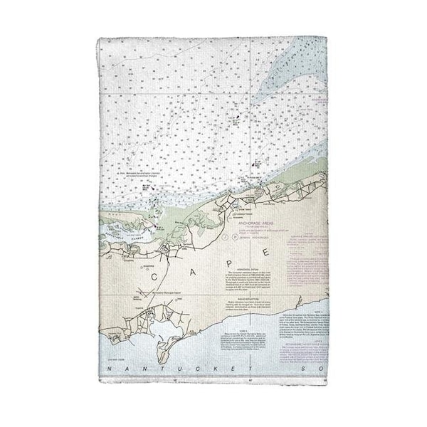 Betsy Drake Betsy Drake KT13246 Cape Cod Bay; MA Nautical Map Kitchen Towel - KT13246