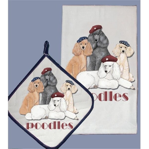 Pipsqueak Productions Pipsqueak Productions DP981 Dish Towel and Pot Holder Set - Poodle Standard - DP981
