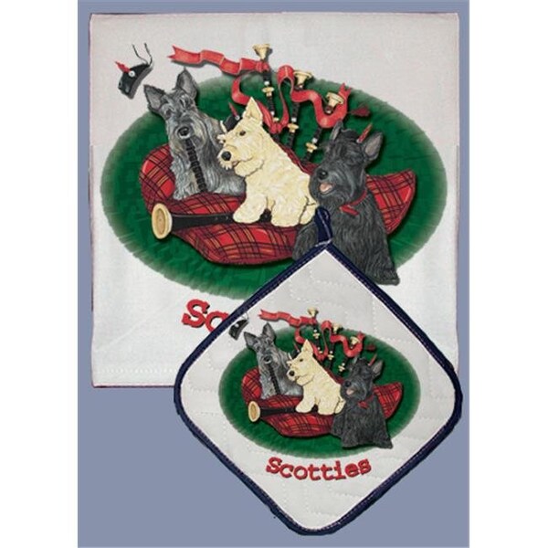 Pipsqueak Productions Pipsqueak Productions DP936 Dish Towel and Pot Holder Set - Scottish Terrier - DP936