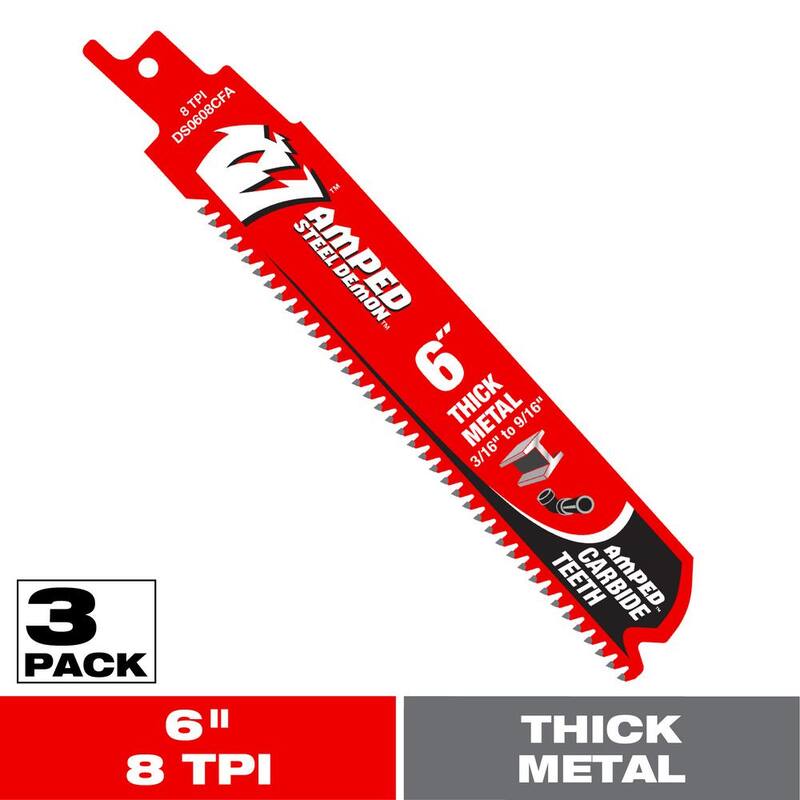 DIABLO 6 pulg. 8 TPI AMPED Steel Demon Carbide Teeth Reciprocating Saw Blades para Metal Grueso - DS0608CFA3