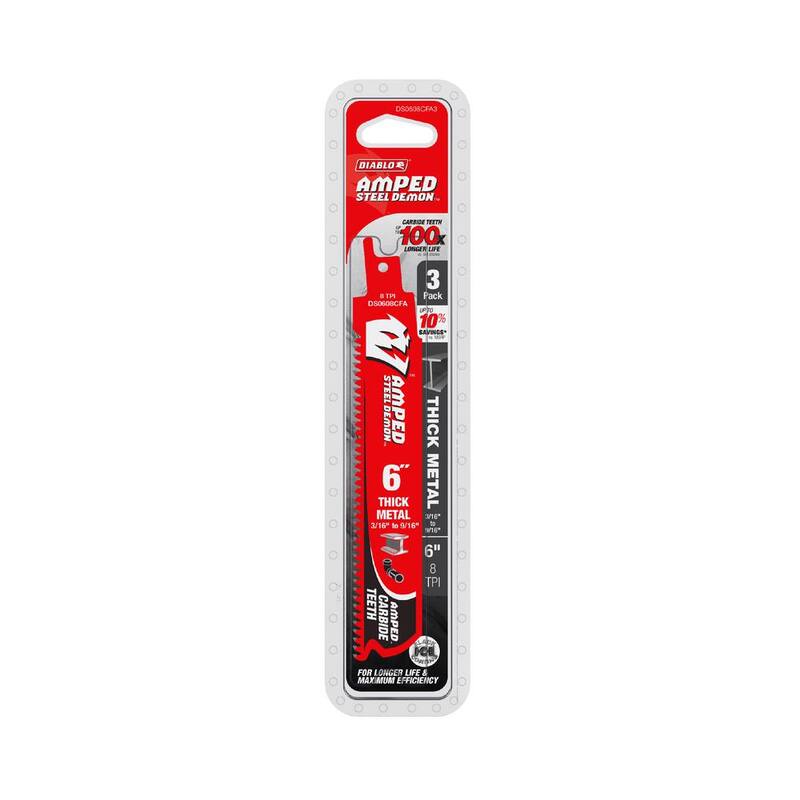 DIABLO 6 pulg. 8 TPI AMPED Steel Demon Carbide Teeth Reciprocating Saw Blades para Metal Grueso - DS0608CFA3