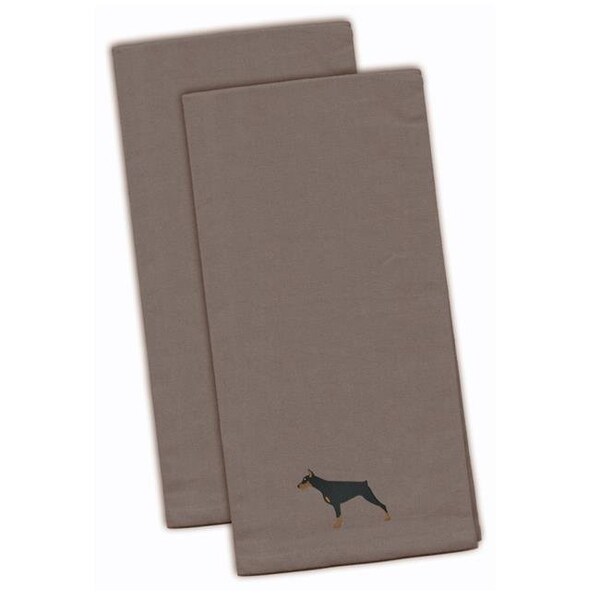 Carolines Treasures Carolines Treasures BB3460GYTWE Doberman Pinscher Gray Embroidered Kitchen Towel - Set of 2 - BB3460GYTWE