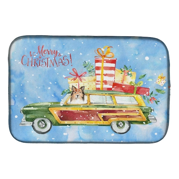 Carolines Treasures Merry Christmas Sheltie Dish Drying Mat - CK2421DDM