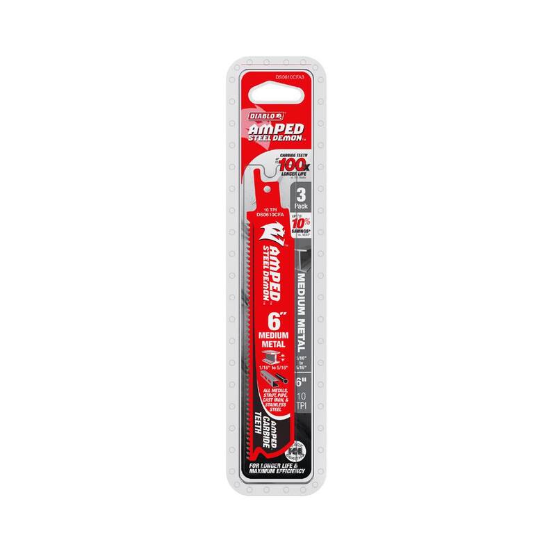 DIABLO 6 pulgadas 10 TPI AMPED Steel Demon Carbide Teeth Reciprocating Saw Blades para metal mediano - DS0610CFA3