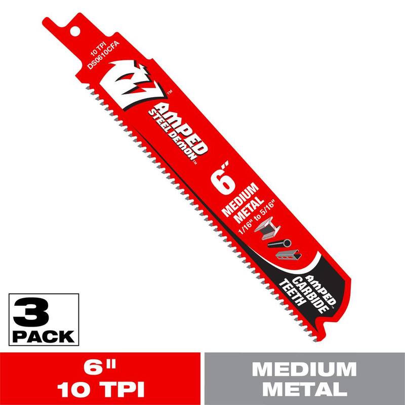 DIABLO 6 pulgadas 10 TPI AMPED Steel Demon Carbide Teeth Reciprocating Saw Blades para metal mediano - DS0610CFA3