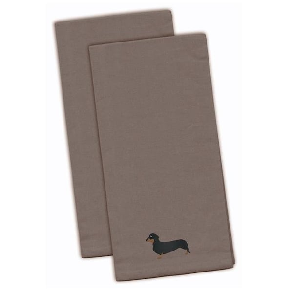 Carolines Treasures Carolines Treasures BB3382GYTWE Dachshund Gray Embroidered Kitchen Towel - Set of 2 - BB3382GYTWE