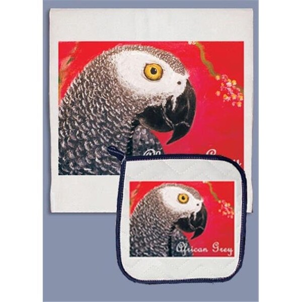 Pipsqueak Productions Pipsqueak Productions DP851 African Grey Dish Towel And Pot Holder Set - DP851