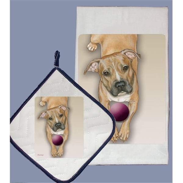 Pipsqueak Productions Pipsqueak Productions DP582 Dish Towel and Pot Holder Set - Pit Bull - DP582
