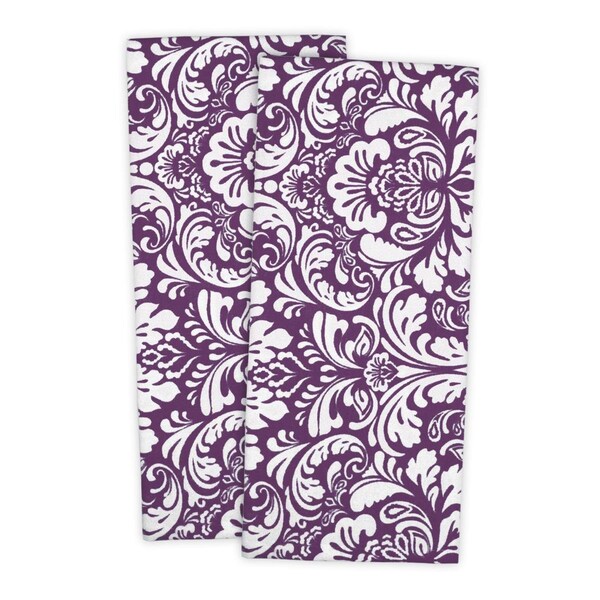Fastfood Eggplant Damask Dishtowel Set - FA1536649