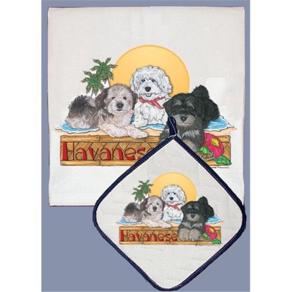 Pipsqueak Productions Pipsqueak Productions DP503 Dish Towel and Pot Holder Set - Havanese - DP503