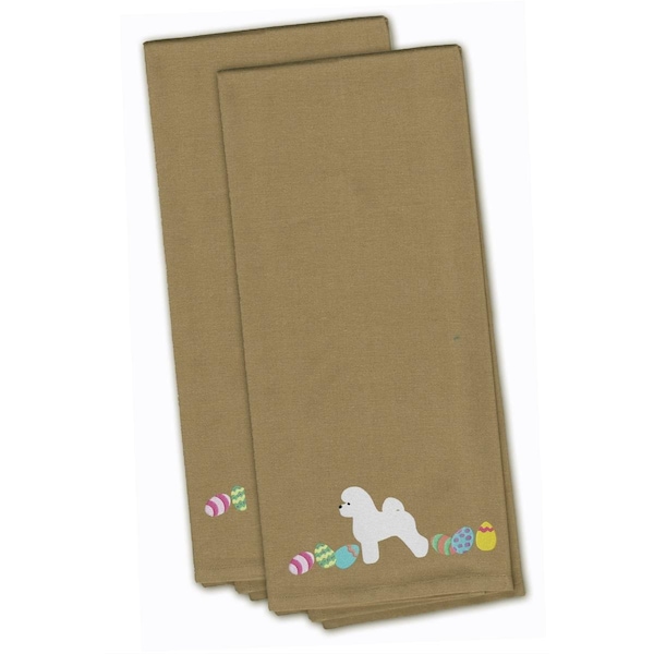 Carolines Treasures Bichon Frise Easter Tan Embroidered Kitchen Towel - CK1609TNTWE