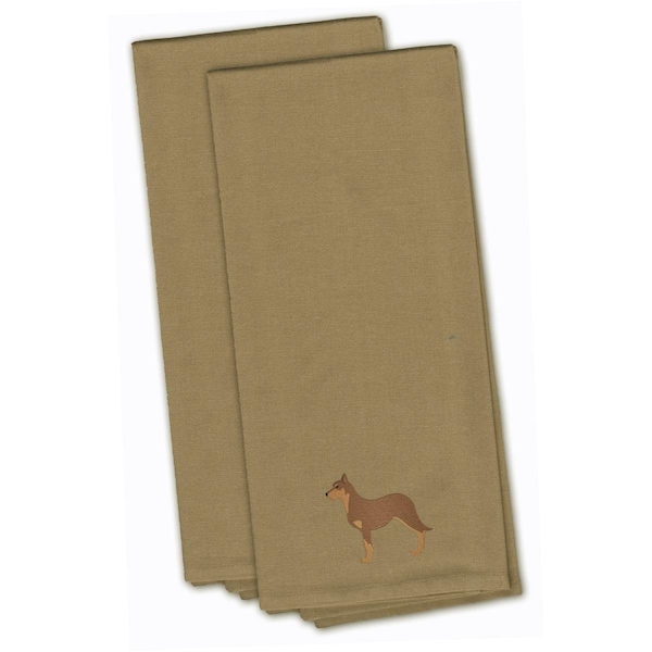 Carolines Treasures Australian Kelpie Dog Tan Embroidered Kitchen Towel - BB3429TNTWE