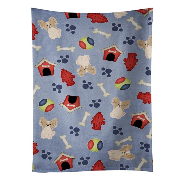 Carolines Treasures Dog House Collection Papillon Sable White Kitchen Towel - BB2690KTWL