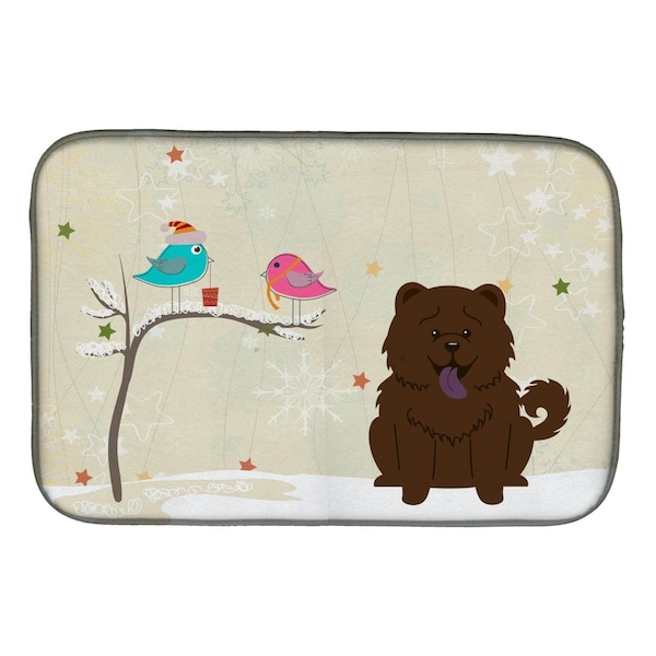Carolines Treasures Christmas Presents Between Friends Chow Chow Chocolate Dish Drying Mat - BB2613DDM