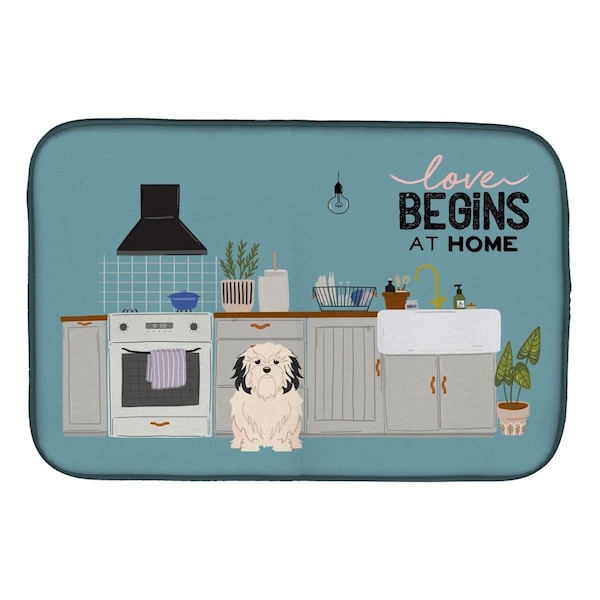 Carolines Treasures 14 x 21 in. Lowchen Kitchen Scene Dish Drying Mat - CK7723DDM