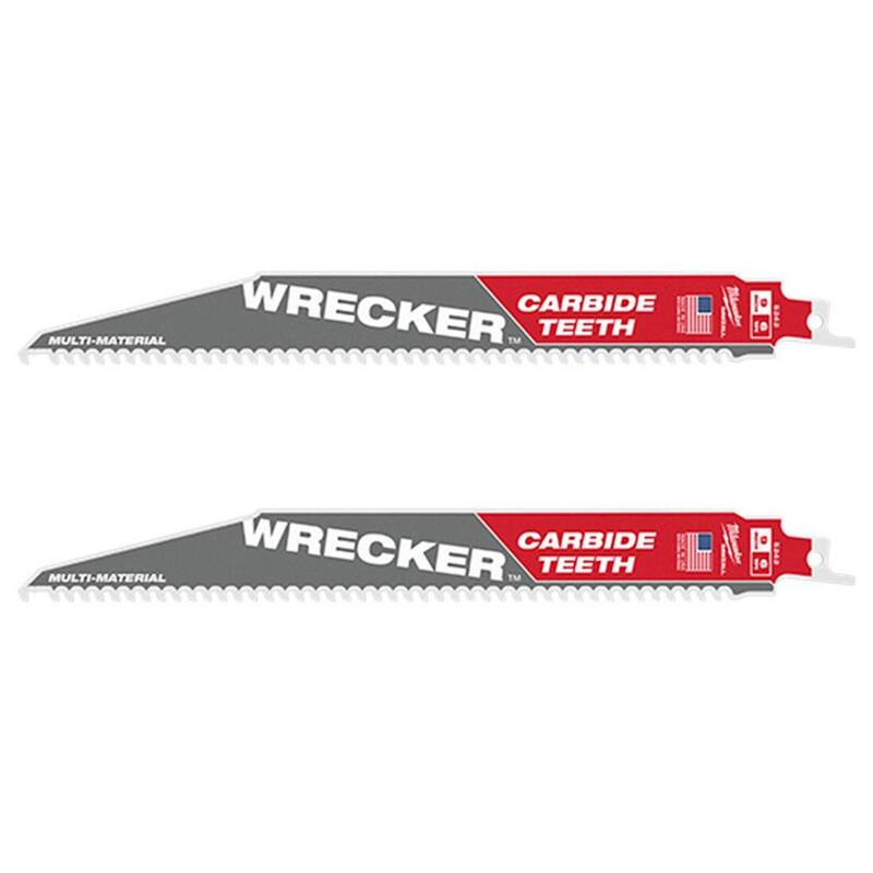 Milwaukee 9 pulgadas 6 TPI WRECKER Hoja de sierra reciproca para SAWZALL con dientes de carburo para corte de materiales múltiples (paquete de 2) - 48-00-5242-48-00-5242