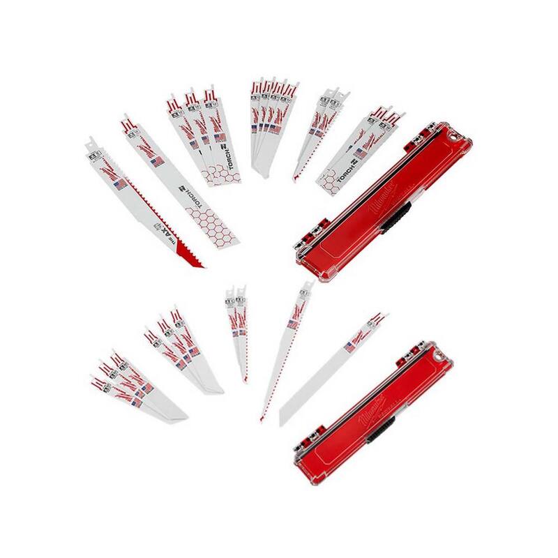 Set de cuchillas para sierra de vaivén bi-metálicas Milwaukee SAWZALL para demolición de madera con clavos incrustados y corte de metal (23 piezas) - 49-22-1113-49-2.
