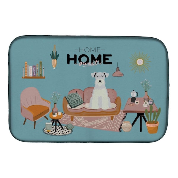 Carolines Treasures 14 x 21 in. White Miniature Schnauzer Sweet Home Dish Drying Mat - CK7898DDM