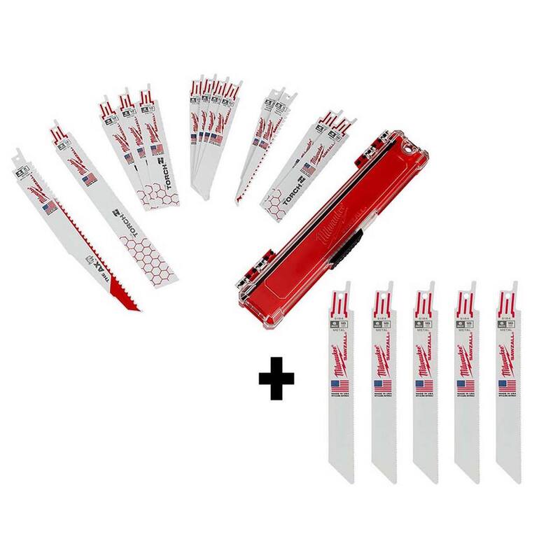 Set de hojas de sierra reciprocante Milwaukee SAWZALL para demolición de madera y metal con un paquete de 5 hojas de corte de metal (18 piezas) - 49-22-1113-48-00-5184.