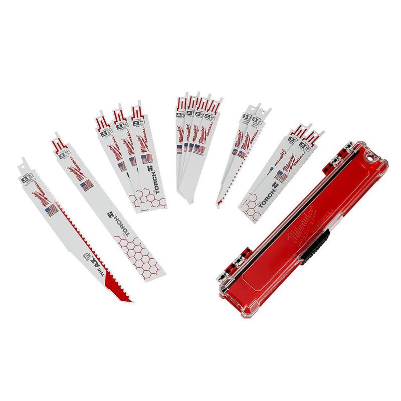 Set de hojas de sierra reciprocante Milwaukee SAWZALL para demolición de madera y metal con un paquete de 5 hojas de corte de metal (18 piezas) - 49-22-1113-48-00-5184.
