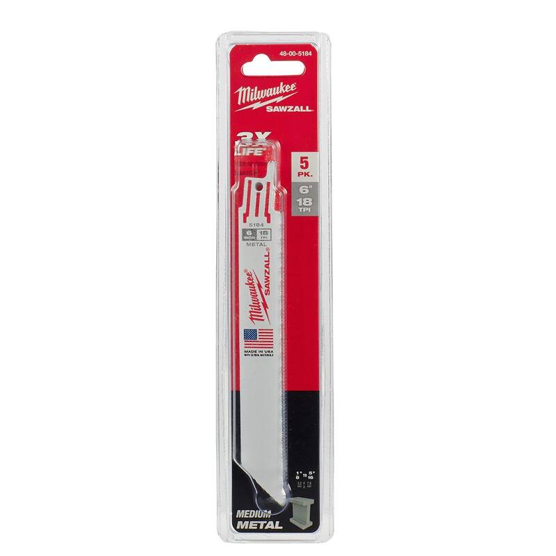 Set de hojas de sierra reciprocante Milwaukee SAWZALL para demolición de madera y metal con un paquete de 5 hojas de corte de metal (18 piezas) - 49-22-1113-48-00-5184.