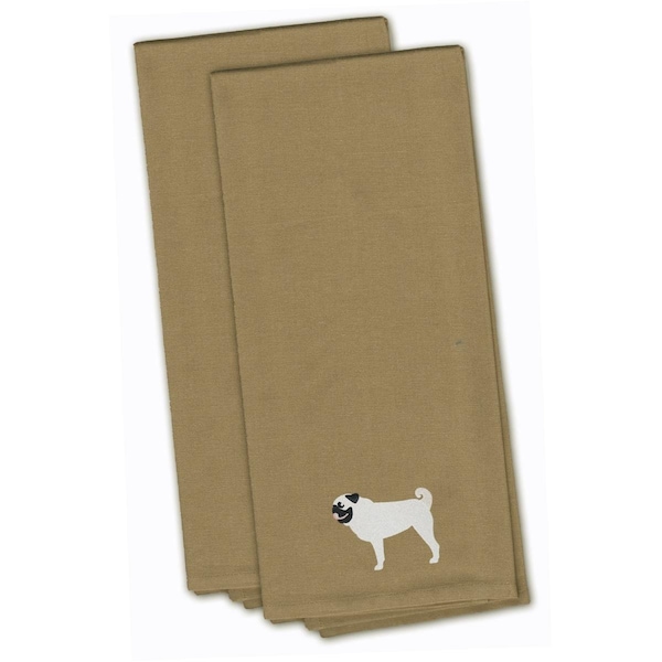 Carolines Treasures Pug Tan Embroidered Kitchen Towel - BB3447TNTWE