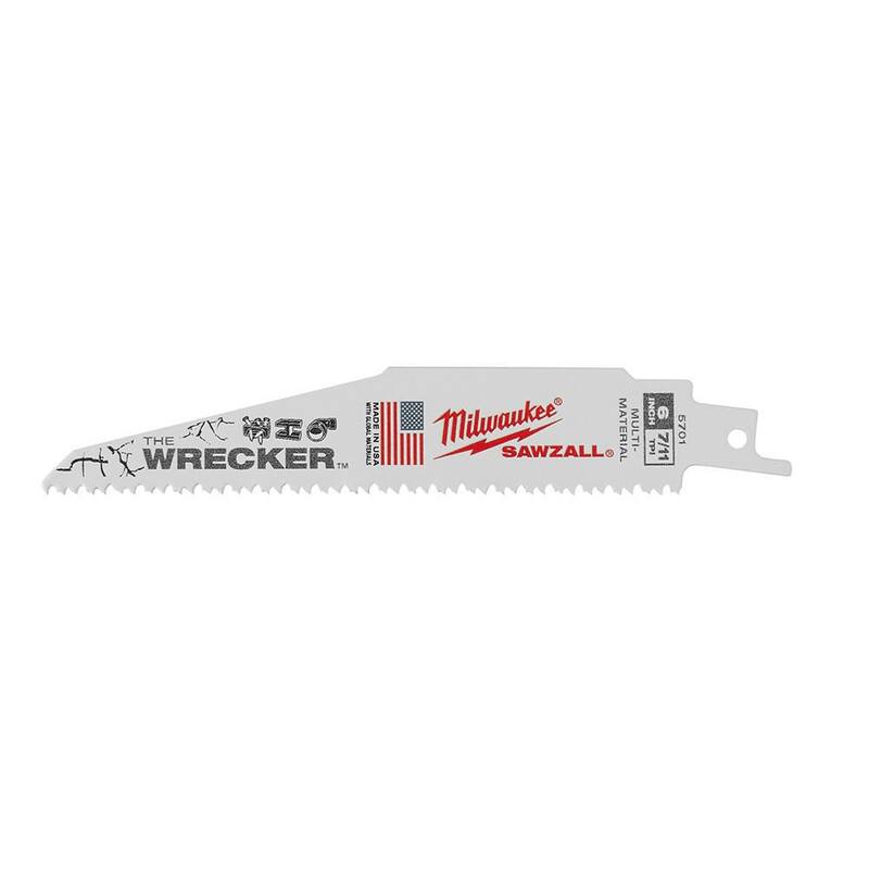 Sierra sable para demolición Wrecker de Milwaukee de 6 pulgadas, 7/11 dientes por pulgada, para cortar materiales múltiples (paquete de 25) - 48-00-8701