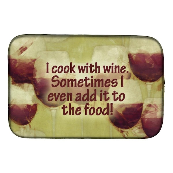 Carolines Treasures I Cook With Wine Dish Drying Mat - SB3069DDM