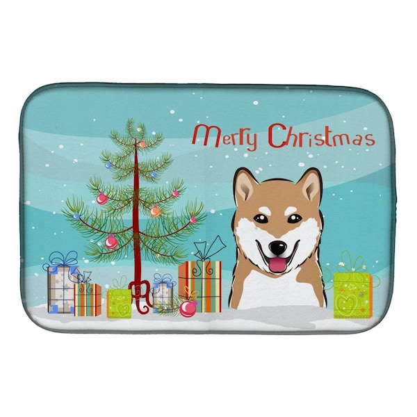 Carolines Treasures Christmas Tree & Shiba Inu Dish Drying Mat - BB1597DDM