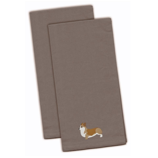 Carolines Treasures Corgi Gray Embroidered Kitchen Towel - BB3420GYTWE