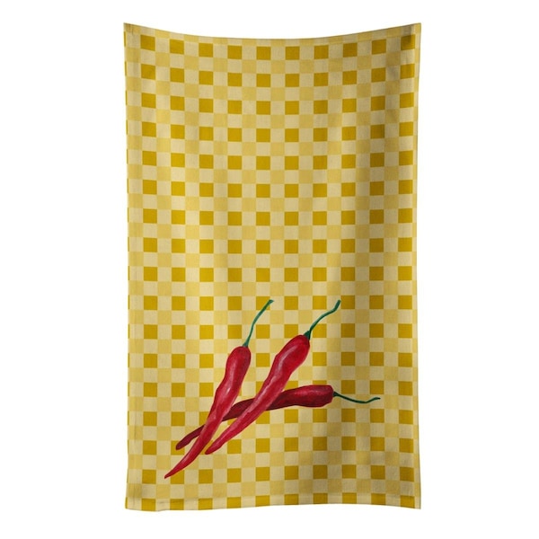 Carolines Treasures Chili Peppers on Basketweave Kitchen Towel - BB7195KTWL