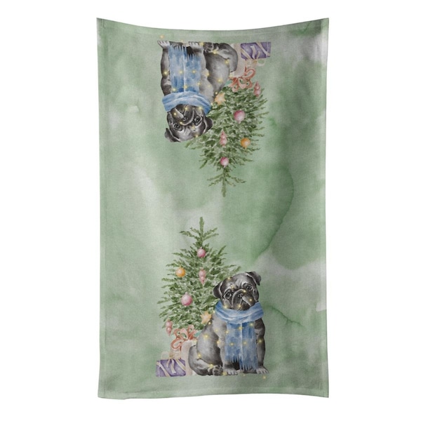 Carolines Treasures 25 x 15 in. Christmas Black Pug Kitchen Towel, Multi Color - CK8229KTWL