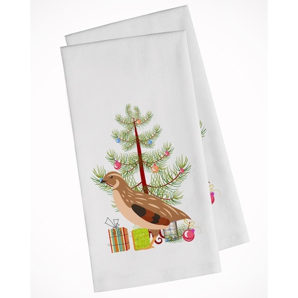 Carolines Treasures Golden Phoenix Quail Christmas White Kitchen Towel, 2PK - BB9322WTKT